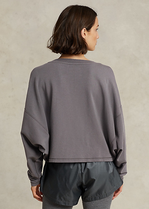 Dark Grey Ralph Lauren Oversize Stretch-Blend Fleece Women's Sweatshirts | 8360-LBFRJ