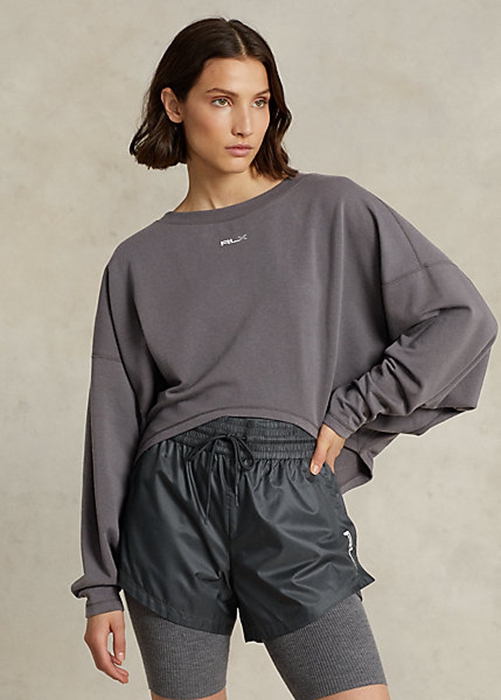 Dark Grey Ralph Lauren Oversize Stretch-Blend Fleece Women\'s Sweatshirts | 8360-LBFRJ