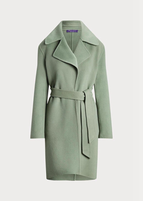 Green Ralph Lauren Cameo Wool-cashmere Wrap  Women's Coats | 4795-BATNQ