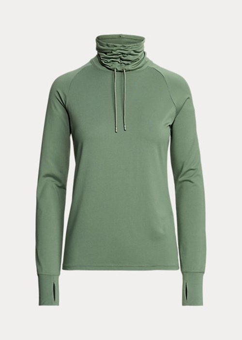 Green Ralph Lauren Funnelneck Jersey Pullover Women's Sweatshirts | 6752-OKZQY