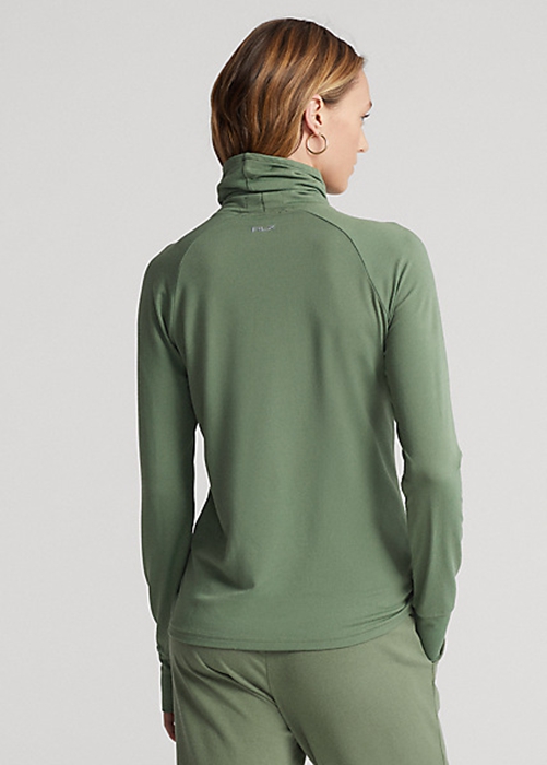 Green Ralph Lauren Funnelneck Jersey Pullover Women's Sweatshirts | 6752-OKZQY