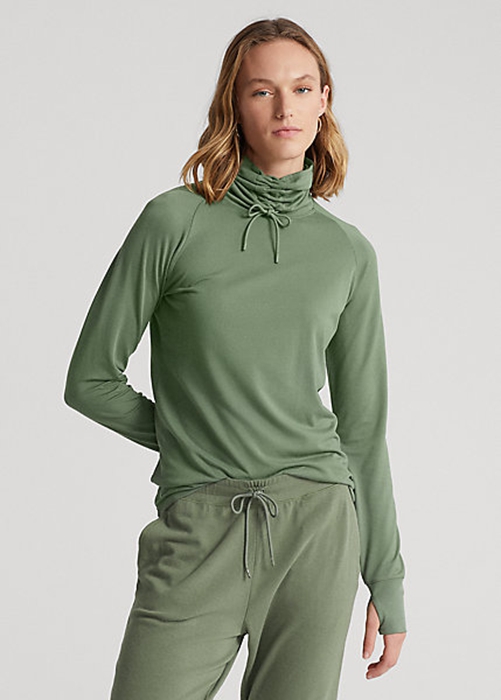 Green Ralph Lauren Funnelneck Jersey Pullover Women\'s Sweatshirts | 6752-OKZQY