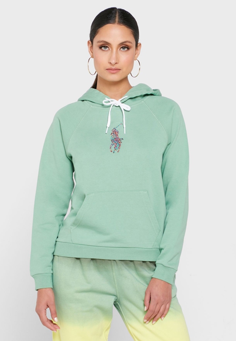 Green Ralph Lauren Pocket Detail Knitted Women\'s Hoodie | 1043-MVYEG