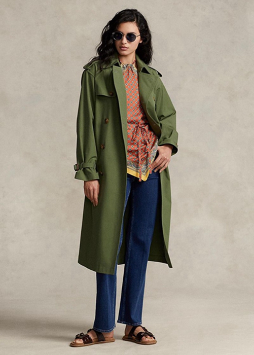 Green Ralph Lauren Poplin   Women\'s Coats | 8964-WUSXH
