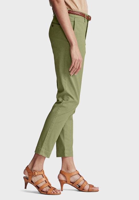 Green Ralph Lauren Straight Cropped Women's Pants | 1873-GHKBN