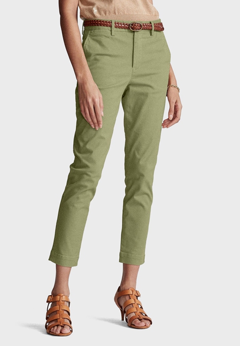 Green Ralph Lauren Straight Cropped Women\'s Pants | 1873-GHKBN
