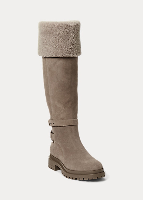 Grey Ralph Lauren Cristine Suede Women's Boots | 0176-PGIVH