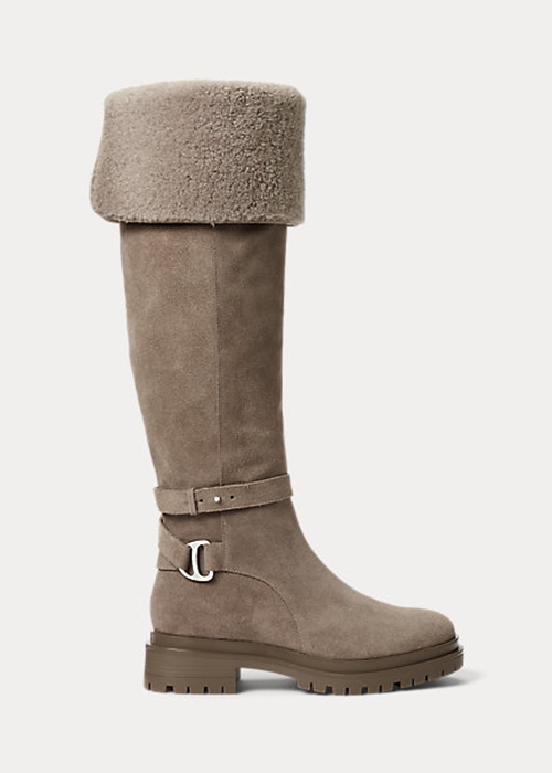 Grey Ralph Lauren Cristine Suede Women\'s Boots | 0176-PGIVH