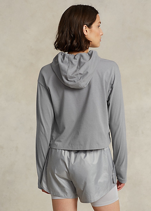 Grey Ralph Lauren Cropped Cotton Jersey Women's Sweatshirts | 1724-QHPOS