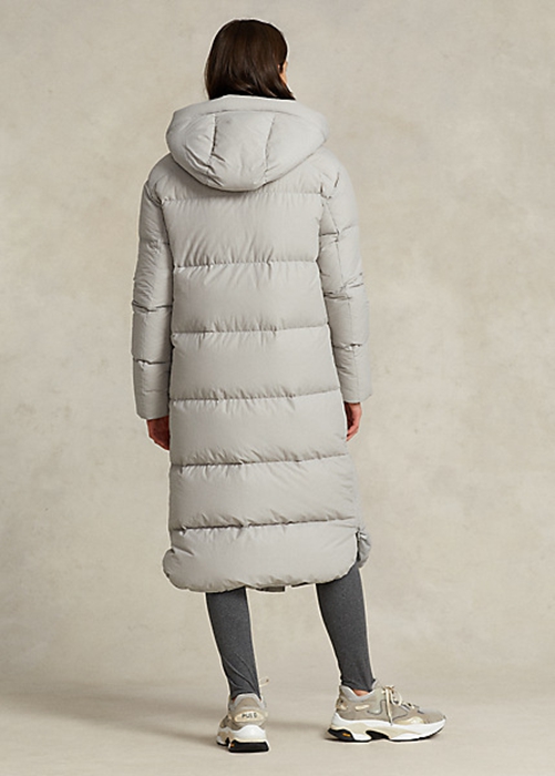 Grey Ralph Lauren Water-Resistant Down Hooded Women's Coats | 5720-QEJZY
