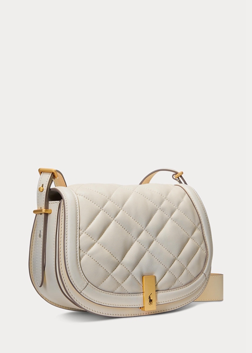 Ivory Ralph Lauren Polo ID Quilted Leather Women's Saddle Bags | 7592-JDPLH