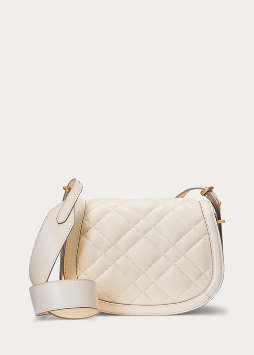 Ivory Ralph Lauren Polo ID Quilted Leather Women's Saddle Bags | 7592-JDPLH