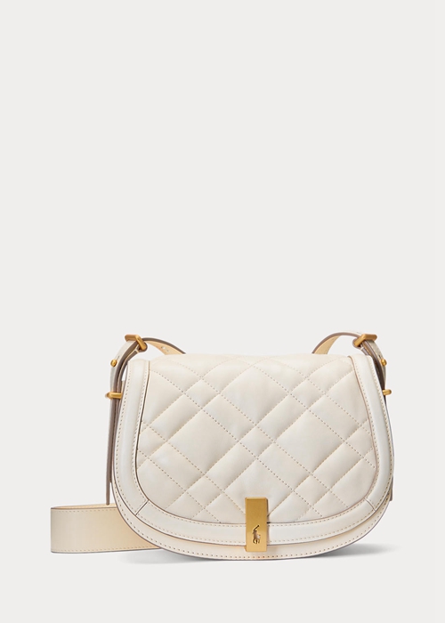 Ivory Ralph Lauren Polo ID Quilted Leather Women\'s Saddle Bags | 7592-JDPLH