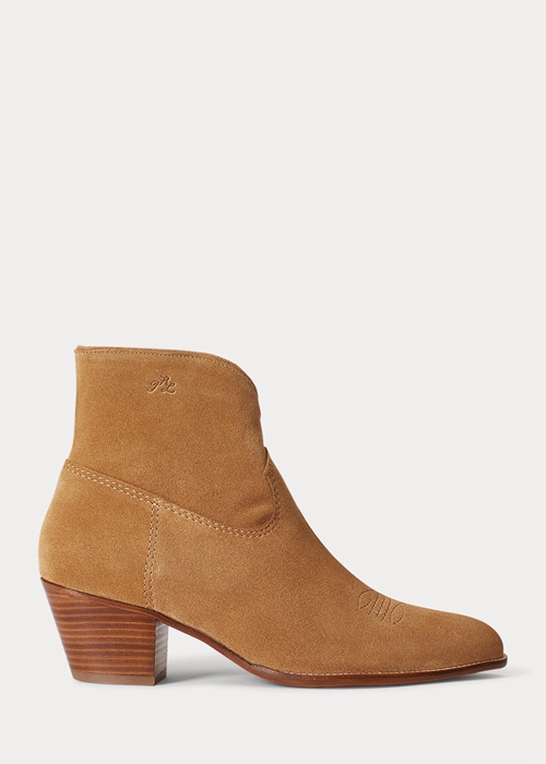 Khaki Ralph Lauren Lucille Suede Women\'s Boots | 7152-DWAOQ