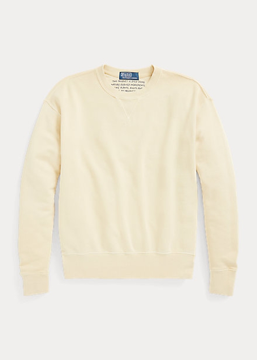 Light Yellow Ralph Lauren Organic Cotton Crewneck Women's Sweatshirts | 2496-ZQDRN