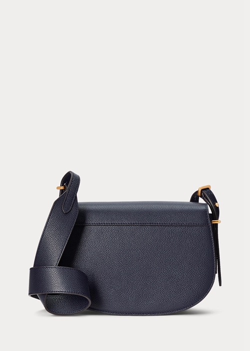 Midnight Navy Ralph Lauren Polo ID Leather Women's Saddle Bags | 6137-ZUEQB