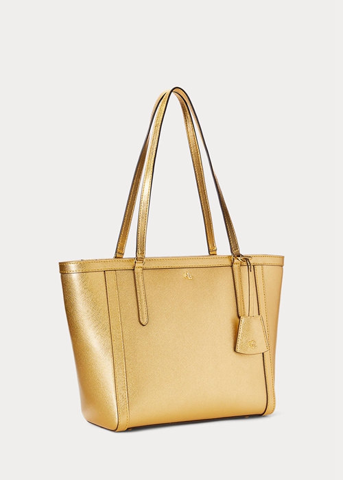 Modern Gold Ralph Lauren Crosshatch Leather Medium Clare Women's Tote Bags | 2468-OMSQH