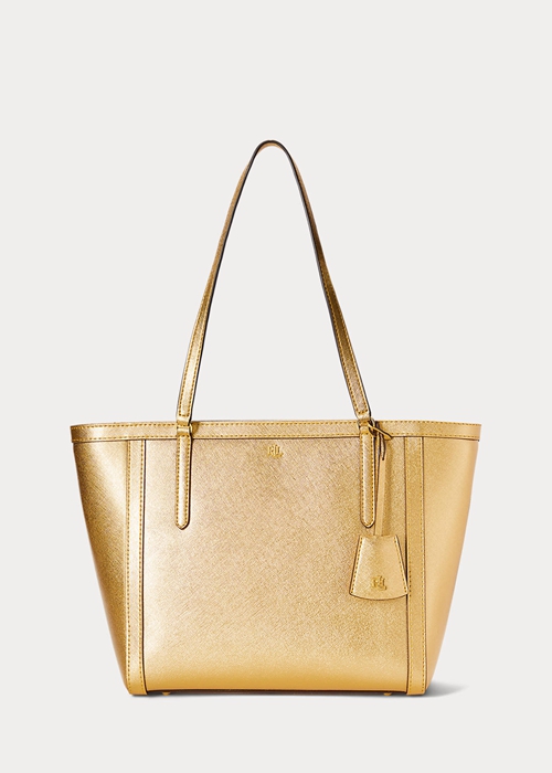 Modern Gold Ralph Lauren Crosshatch Leather Medium Clare Women\'s Tote Bags | 2468-OMSQH