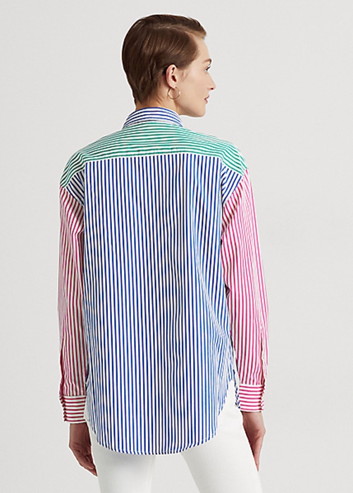 Multicolor Ralph Lauren Striped Cotton Broadcloth Women's Shirts | 4597-GNFCY