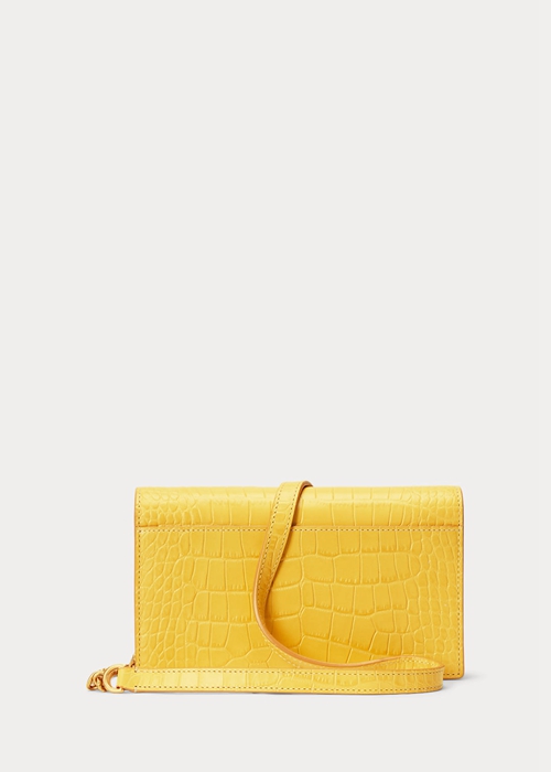 Mustard Ralph Lauren Polo ID Croc-Embossed Chain Women's Wallets | 8019-JHINT