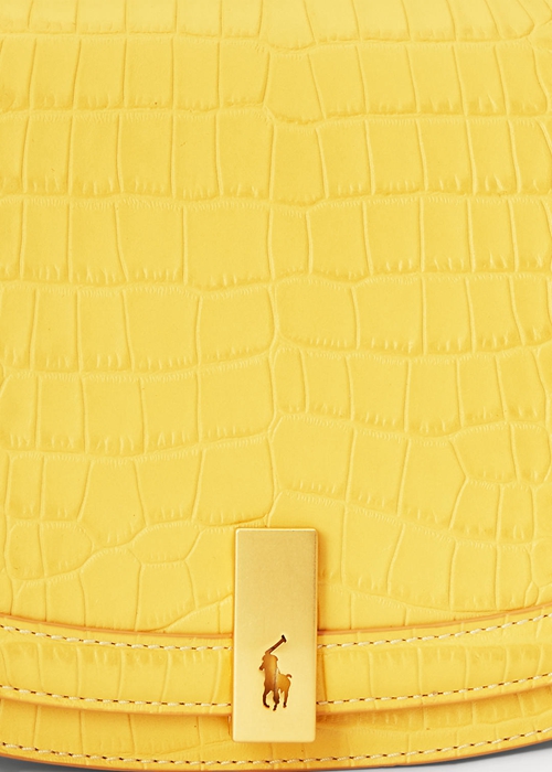 Mustard Ralph Lauren Polo ID Croc-Embossed Women's Saddle Bags | 9105-IYHFM