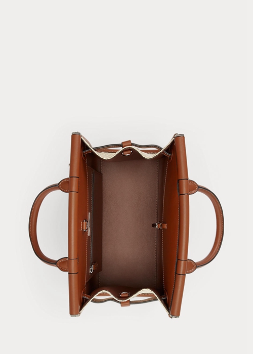 Natural Ralph Lauren Raffia & Calfskin Medium RL50 Women's Handbag | 6594-LSVMJ