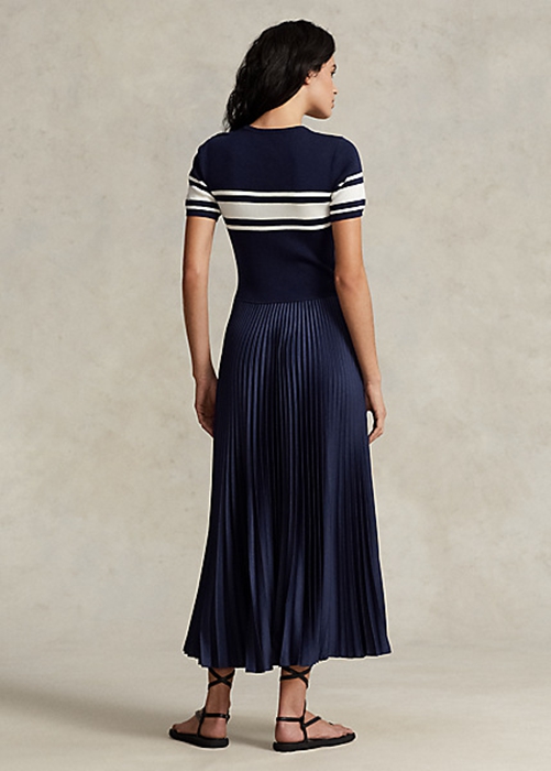 Navy Ralph Lauren Hybrid-Pleated Women's Dress | 8962-AKFVS