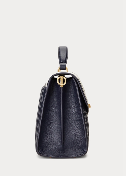 Navy Ralph Lauren Nappa Leather Medium Farrah Women's Satchel Bags | 1254-HWYUN