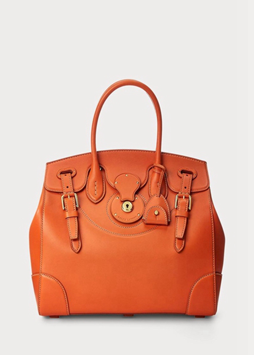 Orange Ralph Lauren Calfskin Soft Ricky 33  Women\'s Handbag | 0982-MHEON