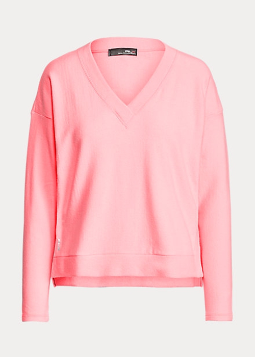 Pink Ralph Lauren Jersey V-Neck Pullover Women's Sweatshirts | 7401-BFINW