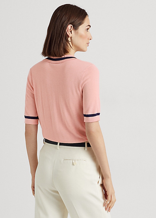 Pink Ralph Lauren Silk-Blend Short-Sleeve Women's Sweaters | 4598-JSXIA