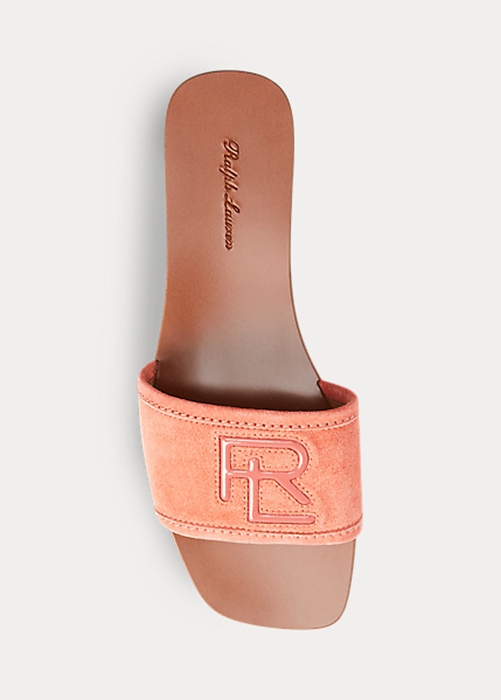 Rose Ralph Lauren Andela Calf-Suede Women's Sandals | 1745-BNRDL