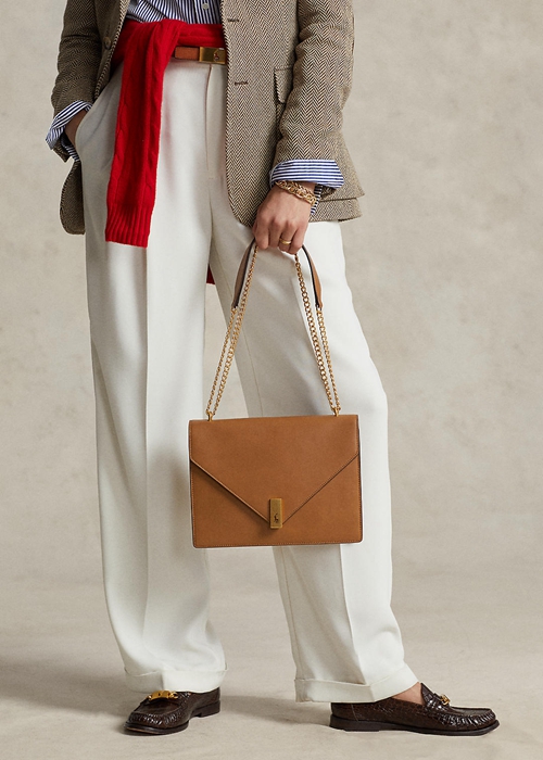Tan Ralph Lauren Polo ID Calfskin Envelope Women's Crossbody Bags | 5398-NPGUE