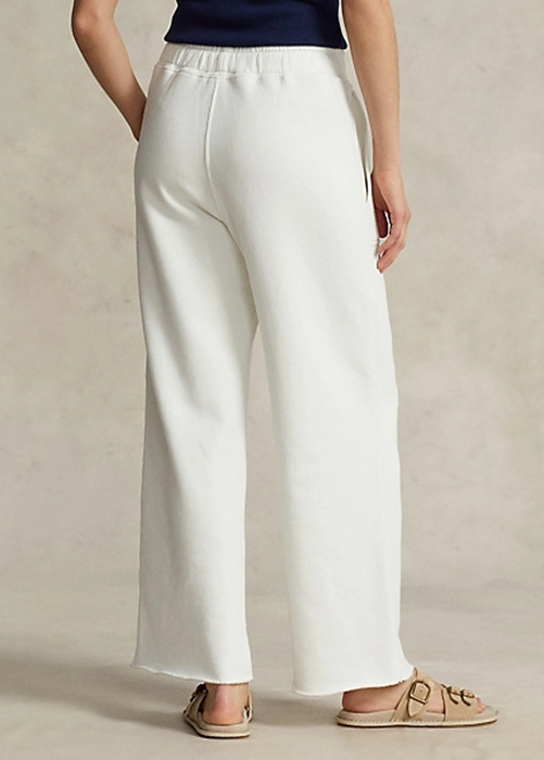 White Ralph Lauren Cutoff-Hem Fleece Women's Sweatpants | 4169-CKTNW