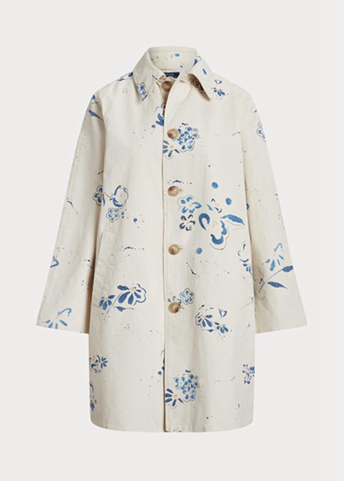 White Ralph Lauren Floral-motif Canvas   Women's Coats | 6851-DGRHO