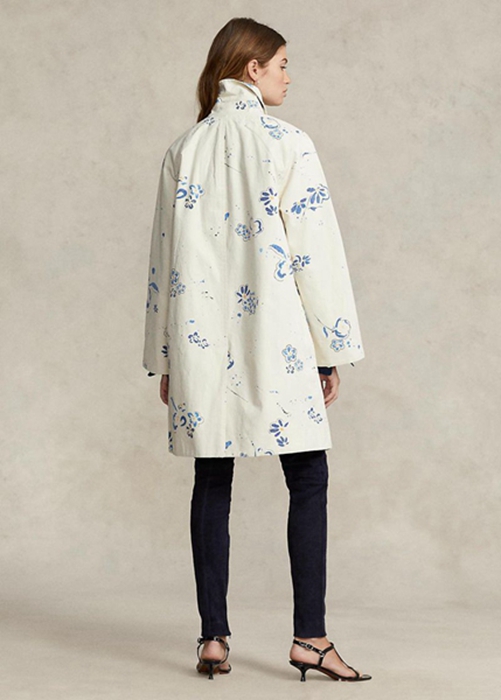 White Ralph Lauren Floral-motif Canvas   Women's Coats | 6851-DGRHO