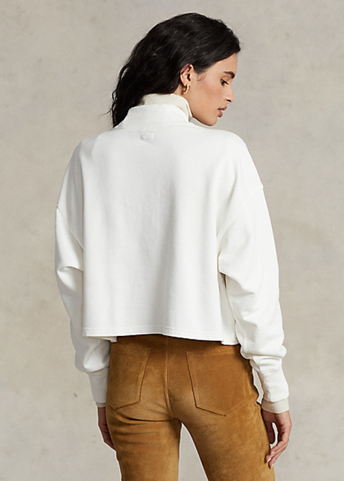 White Ralph Lauren Logo Oversize Mockneck Cotton Women's Sweatshirts | 2048-EXUHO