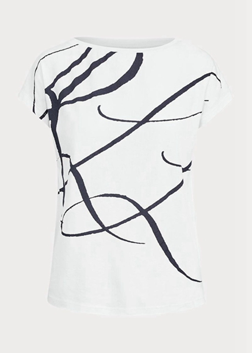 White Ralph Lauren Logo-print Cotton-blend   Women's Tops | 1689-MDGCZ