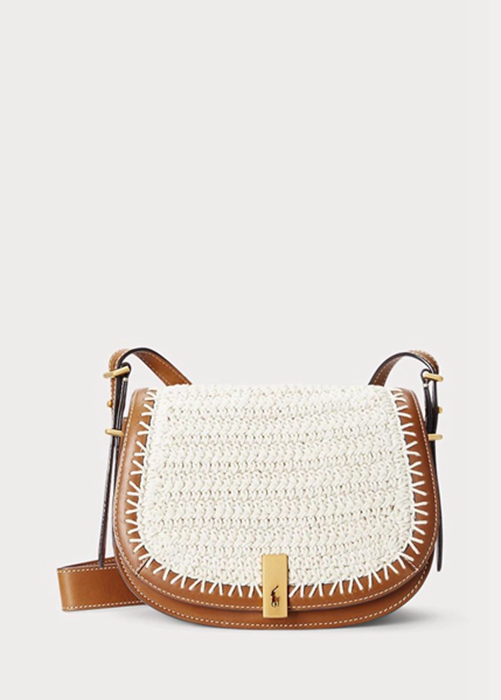 White Ralph Lauren Polo Id Crochet Women\'s Handbag | 3260-YHVEN