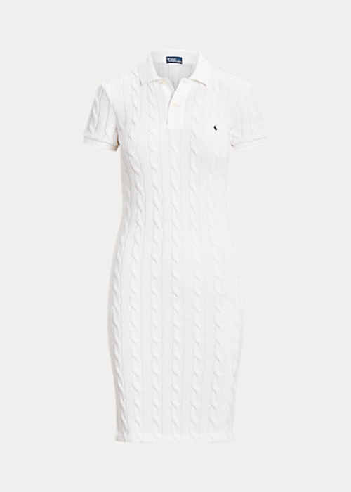 White Ralph Lauren Skinny Fit Cable Cotton Women's Dress | 4271-BVLTK