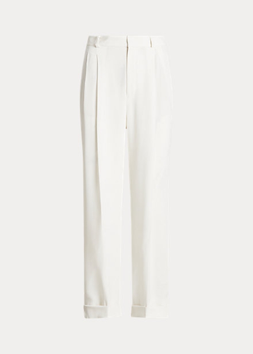White Ralph Lauren Straight-Leg Satin Women's Pants | 2476-QRMIU