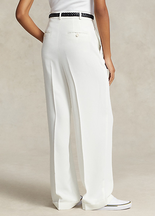 White Ralph Lauren Straight-Leg Satin Women's Pants | 2476-QRMIU