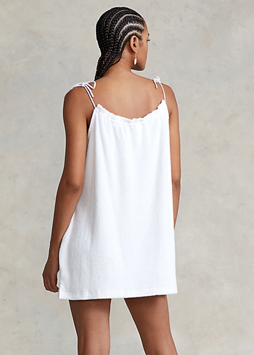 White Ralph Lauren Terry Tie-Shoulder Women's Dress | 8260-AWDNR