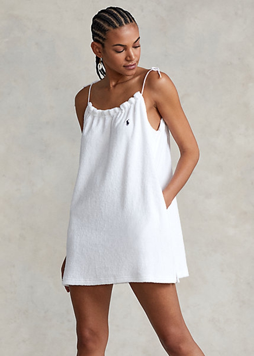 White Ralph Lauren Terry Tie-Shoulder Women\'s Dress | 8260-AWDNR