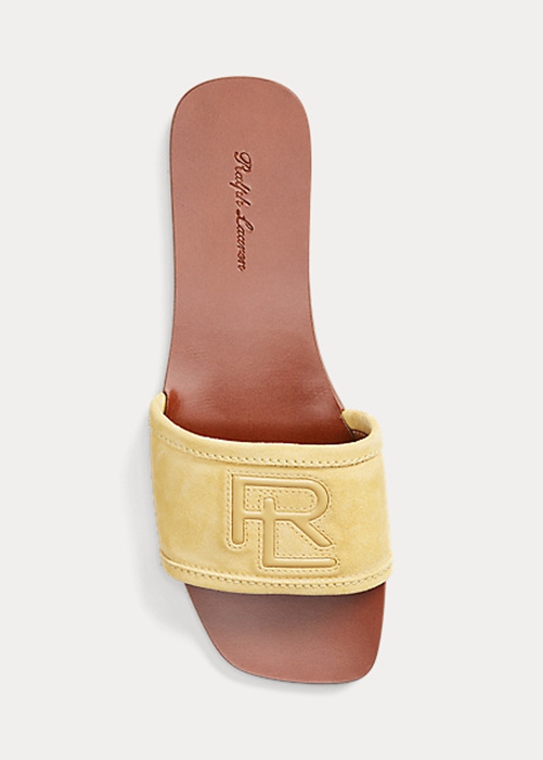 Yellow Ralph Lauren Andela Calf-Suede Women's Sandals | 9831-SGPIO