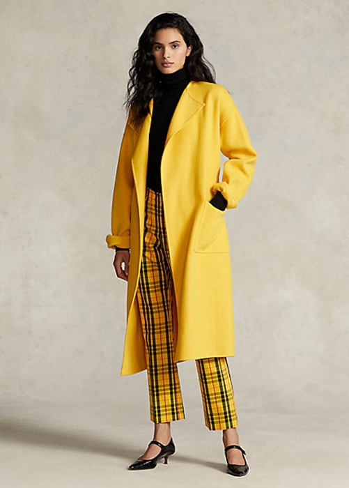 Yellow Ralph Lauren Double-Faced Wool-Blend Wrap Women\'s Coats | 0734-DYRAX