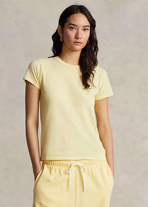 Yellow Ralph Lauren Organic Cotton Crewneck Women\'s T Shirts | 2719-UCPQY