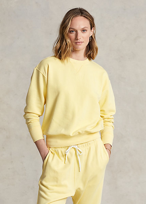 Yellow Ralph Lauren Organic Cotton Crewneck Women\'s Sweatshirts | 4567-IWURS