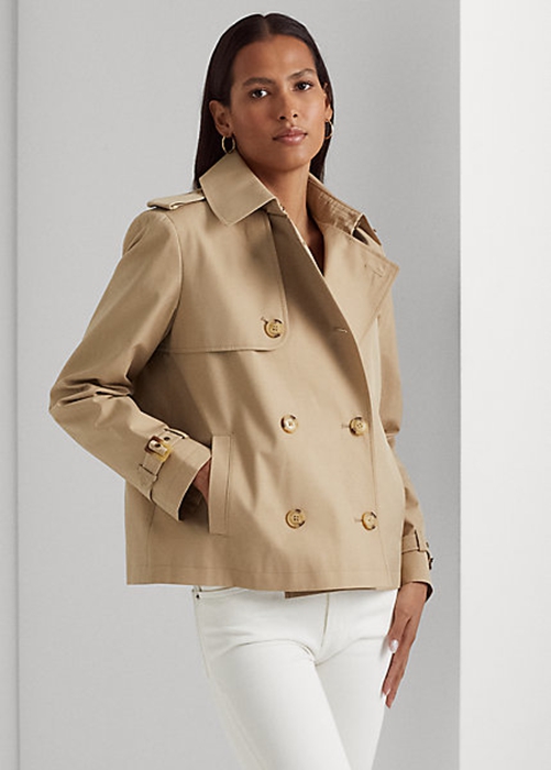 Beige Ralph Lauren Short Double-Breasted Women's Coats | 8043-VQMOB