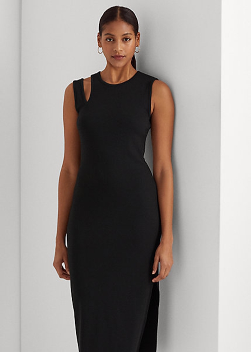 Black Ralph Lauren Cotton-Blend Sleeveless Midi Women's Dress | 2156-COXIH